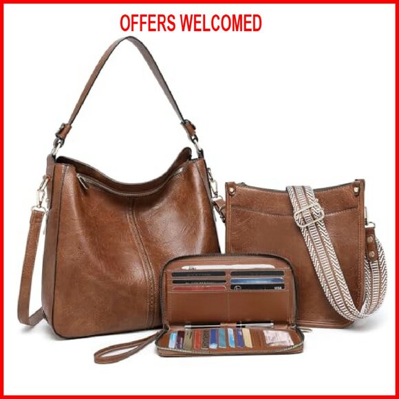 3-Piece Leather Purse Set with Wallet, Crossbody & Tote Bags - Picture 2 of 8